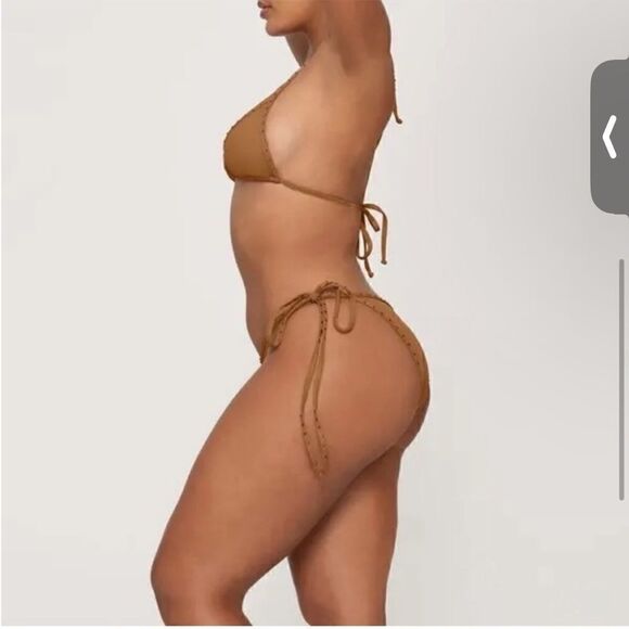 NWT SKIMS Rhinestone Swim Tie Bikini Bottom Size L in Almond - Picture 5 of 8